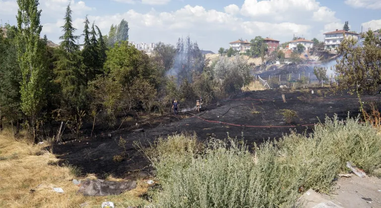 Başkentte otluk alanda çıkan yangın söndürüldü