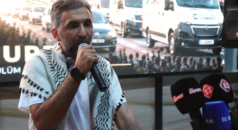 Bosna-Hersek'ten yola çıkan "Filistin Konvoyu" aktivistleri Şanlıurfa'da miting düzenledi
