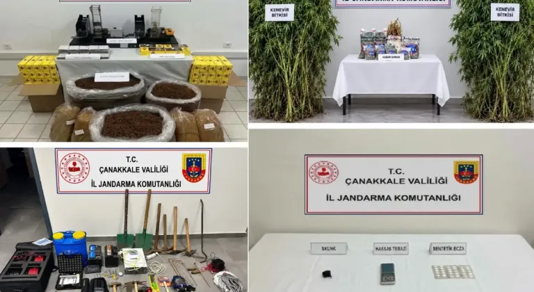 Çanakkale'de 3 ilçeye jandarma operasyonu: Uyuşturucu, kaçak tütün ve fosil ele geçirildi