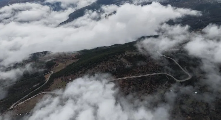 Çorum'da oluşan sis dronla görüntülendi