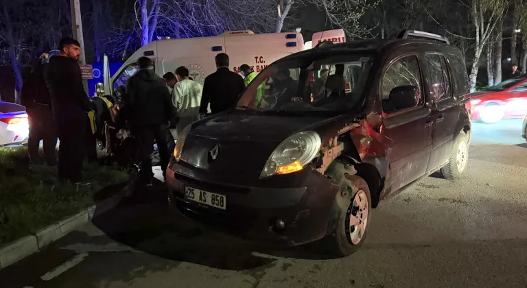 Erzurum'da hafif ticari araçla çarpışan motosikletli ağır yaralandı