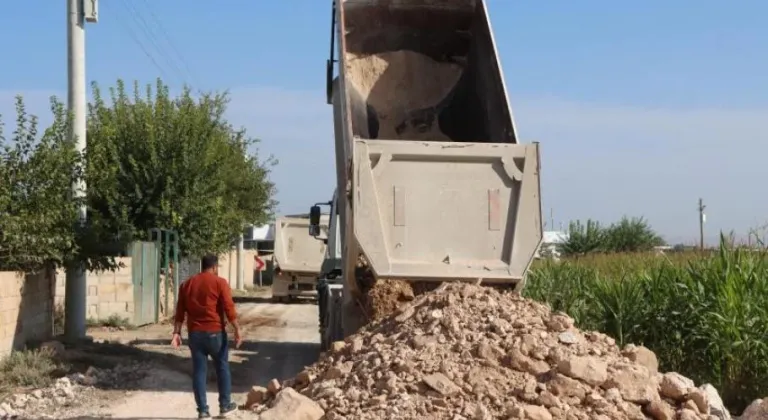 Harran’da 10 kilometrelik grup yolunda yoğun mesai