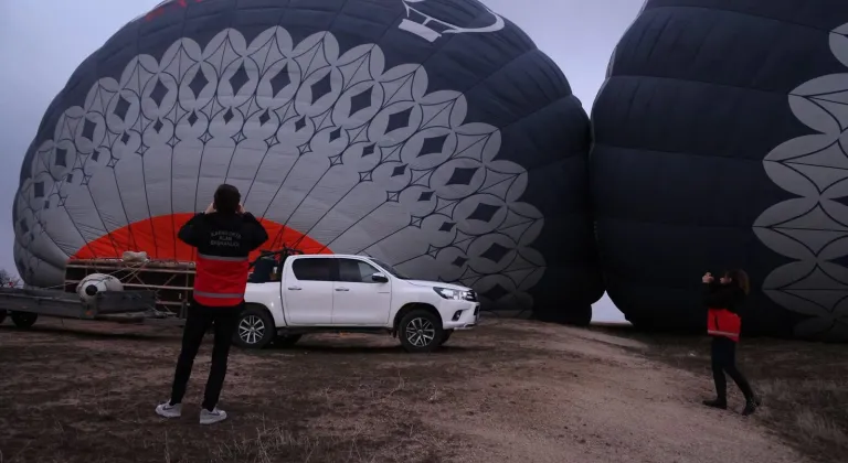 Kapadokya Alan Başkanlığı ekipleri, sıcak hava balonlarının kalkış ve iniş alanlarını denetledi