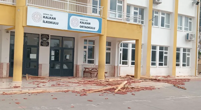 Kaş'ta fırtınada bazı ağaçlar kökünden söküldü, elektrik direkleri devrildi