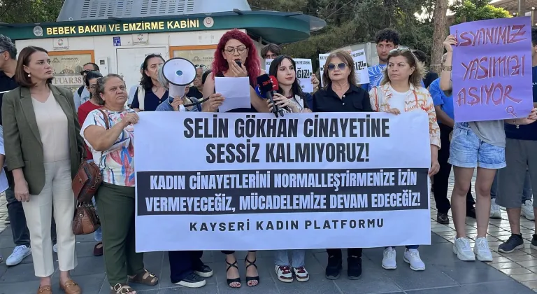 Kayseri'de kadın platformu üyeleri Selin Gökhan'ın öldürülmesini protesto etti