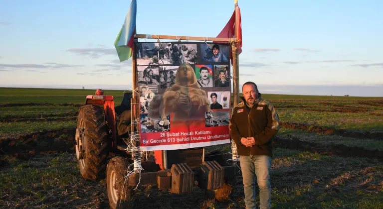 Kırklareli'nde çiftçi tarlasına "Hocalı'yı unutma" mesajı yazdı