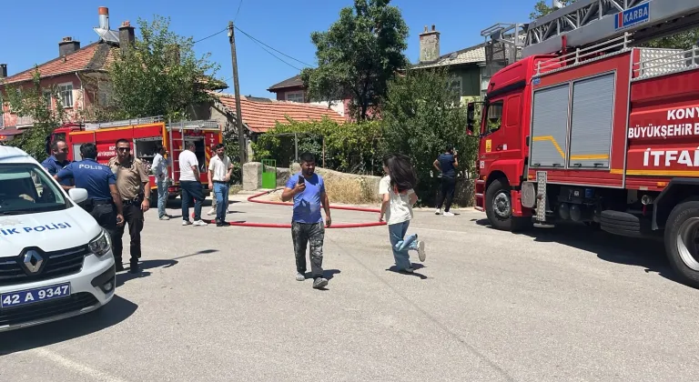 Konya'da evde çıkan yangında baba ile 6 çocuğu dumandan etkilendi