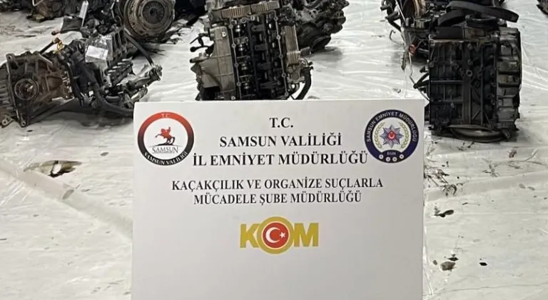 Samsun'da 13 gümrük kaçağı otomobil motoru ele geçirildi