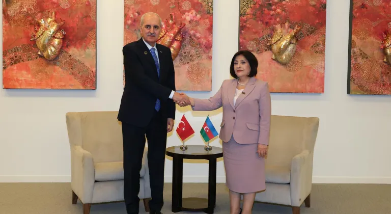 TBMM Başkanı Kurtulmuş, Bakü'de Azerbaycan Milli Meclisi Başkanı Gafarova ile görüştü