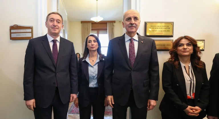 TBMM Başkanı Kurtulmuş, DEM Parti Eş Genel Başkanları Bakırhan ve Hatimoğulları'nı ziyaret etti
