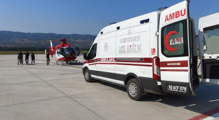 Tokat'ta ambulans helikopter 14 yaşındaki çocuk için havalandı